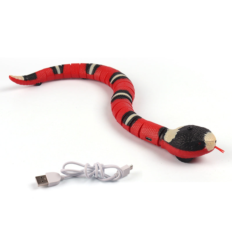 Smart Sensing Interactive Cat Toys Automatic Eletronic Snake Cat Teasering Play USB Rechargeable Kitten Toys For Cats Dogs Pet kids fashion novaa Red USB
