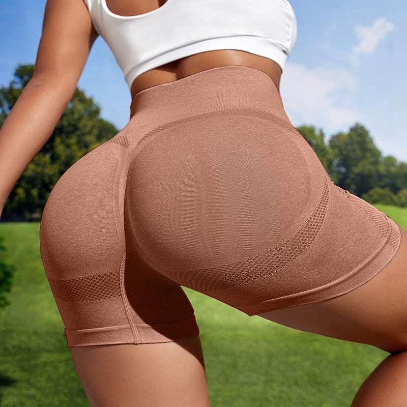 Women Sport Seamless Short Leggings High Waist Elastic Solid Yoga Leggings Ftness Gym Trainning Joggings Pants Women's Denim Pants fashion novaa Khaki L