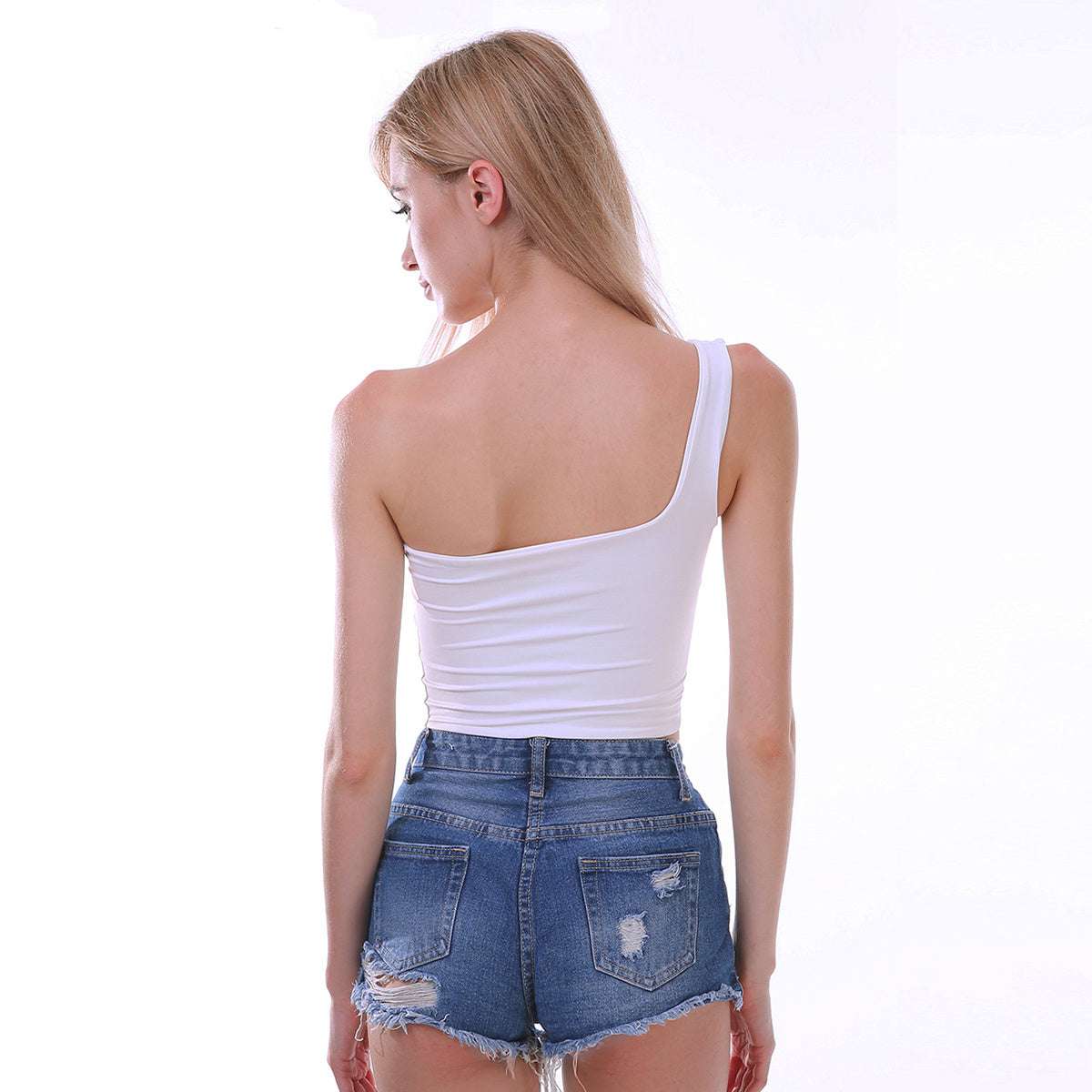 Summer Sexy One-shoulder Vest Crop Top Sleeveless T-Shirt Tank Tops Women Clothing dress fashion novaa