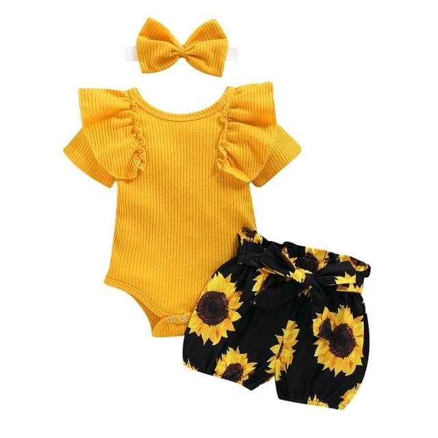 Newborn Baby Clothes Set Short Sleeve Romper Tops Bow Shorts kids fashion novaa 6.style 12M