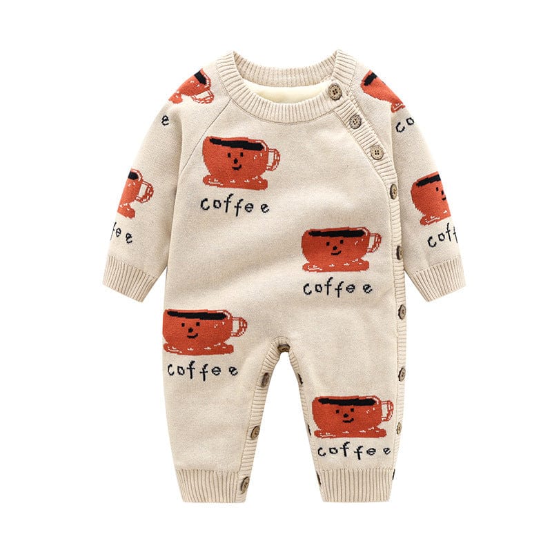 Newborn Baby Clothes Baby Crawling Clothes Thickening Out Baby Harness kids fashion novaa Beige coffee mug 90cm