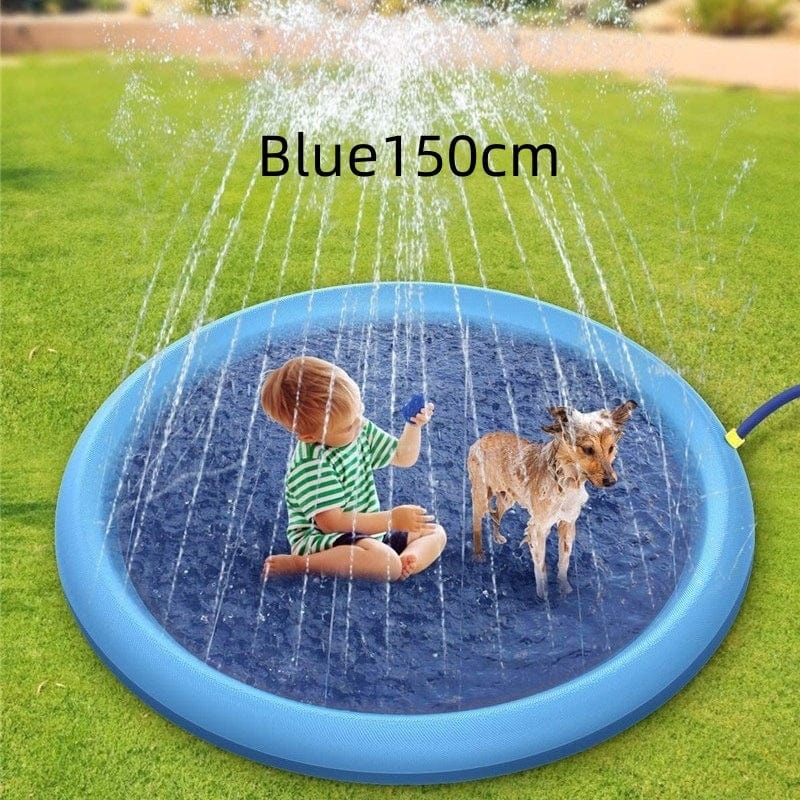 Non-Slip Splash Pad For Kids And Pet Dog Pool Summer Outdoor Water Toys Fun Backyard Fountain Play Mat kids fashion novaa Blue150cm