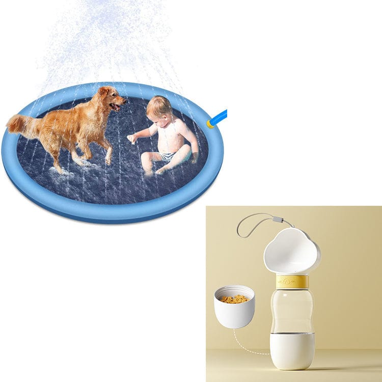 Non-Slip Splash Pad For Kids And Pet Dog Pool Summer Outdoor Water Toys Fun Backyard Fountain Play Mat kids fashion novaa Blue170cm set