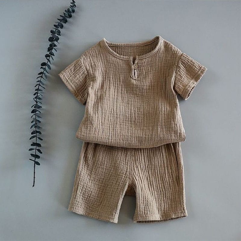 Boy And Girl Baby Short-sleeved Summer Suit kids fashion novaa Brown 100