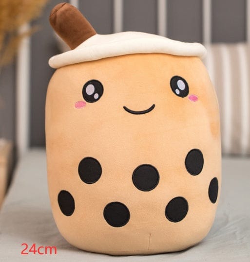 Cute Fruit Drink Plush Stuffed Soft Strawberry Milk Tea Plush Boba Tea Cup Toy Bubble Tea Pillow Cushion Kids Gift kids fashion novaa Brown 24CM
