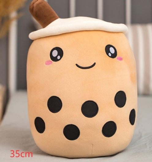 Cute Fruit Drink Plush Stuffed Soft Strawberry Milk Tea Plush Boba Tea Cup Toy Bubble Tea Pillow Cushion Kids Gift kids fashion novaa Brown 35CM