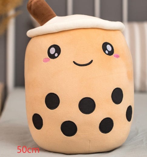 Cute Fruit Drink Plush Stuffed Soft Strawberry Milk Tea Plush Boba Tea Cup Toy Bubble Tea Pillow Cushion Kids Gift kids fashion novaa Brown 50CM