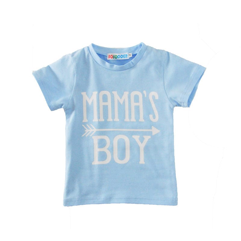 Children's Clothing Boy Suit Short-Sleeved T-Shirt Blue Letter Arrow Geometric Pants Baby Two-Piece Suit kids fashion novaa