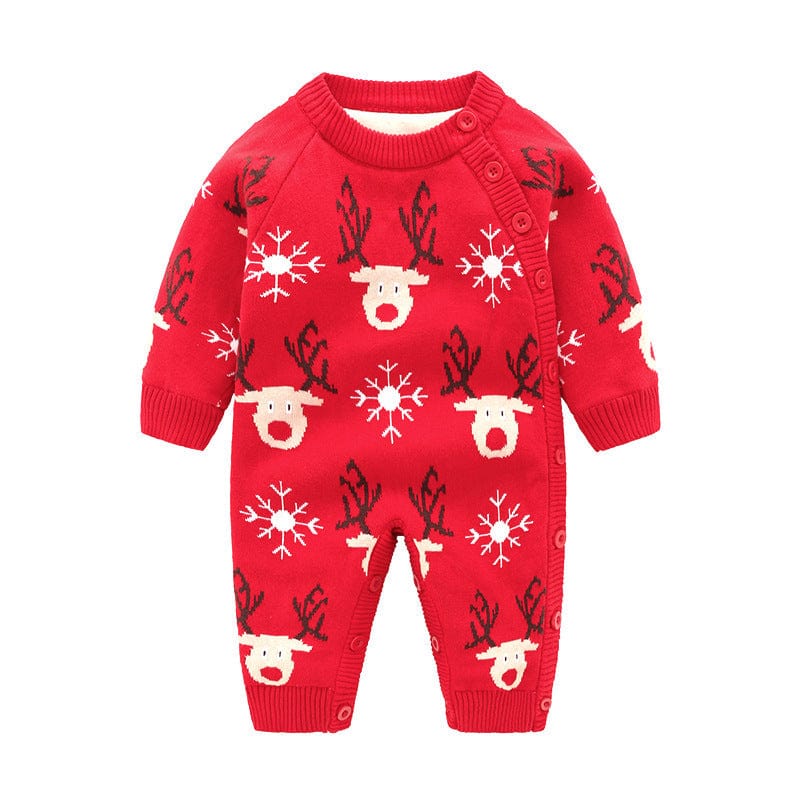 Newborn Baby Clothes Baby Crawling Clothes Thickening Out Baby Harness kids fashion novaa Christmas beige deer 66cm