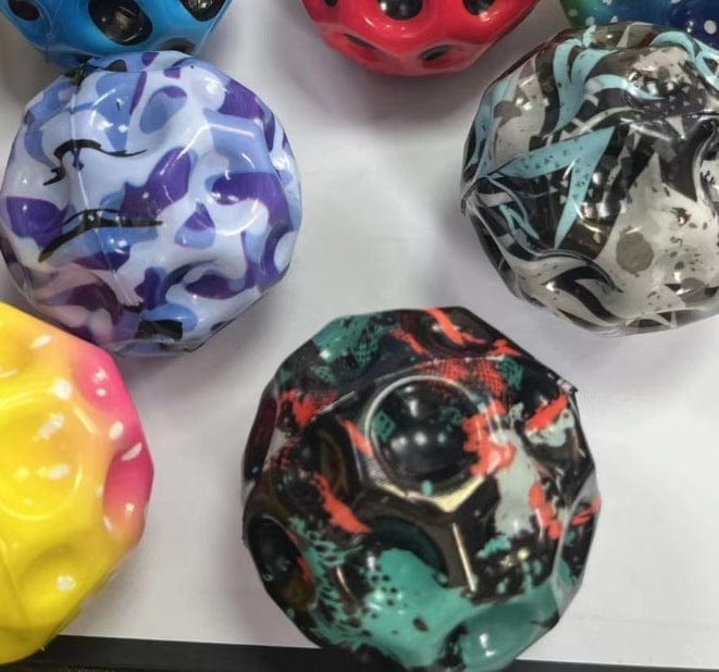 Colorful Hole Ball Soft Bouncy Ball Anti-fall Moon Shape Porous Bouncy Ball Kids Indoor Toys Ergonomic Design Elastic Ball kids fashion novaa