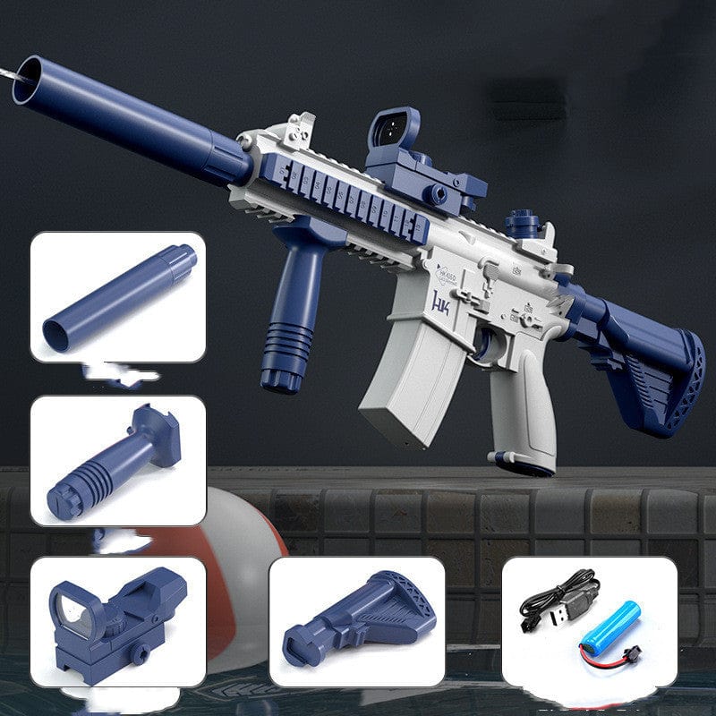 Space Water Gun Electric Automatic Water Absorption Water Fights Toy Outdoor Beach Swimming Pool Bath Toys For Children Kid Gift kids fashion novaa D Blue USB