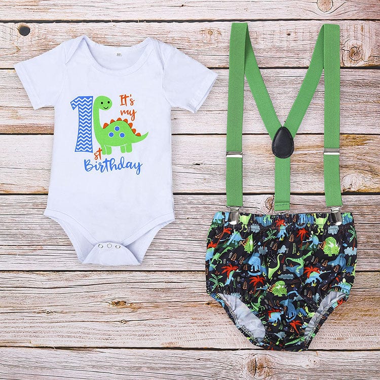 Children's Clothing Summer Clothing Baby Romper Birthday kids fashion novaa Dinosaur Green 100cm