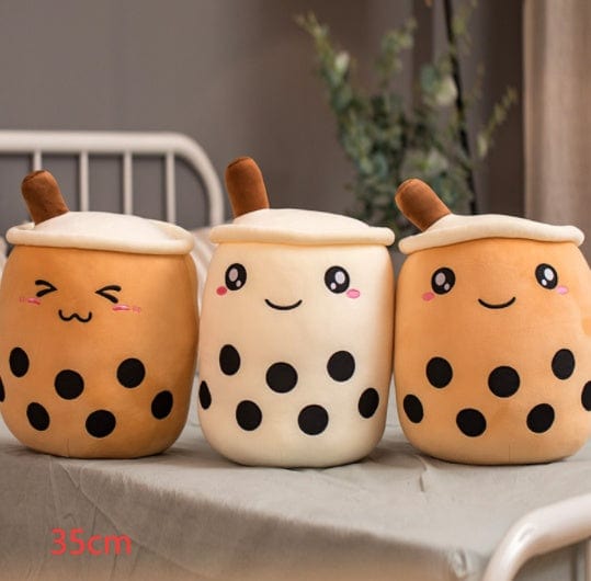 Cute Fruit Drink Plush Stuffed Soft Strawberry Milk Tea Plush Boba Tea Cup Toy Bubble Tea Pillow Cushion Kids Gift kids fashion novaa Family 35CM