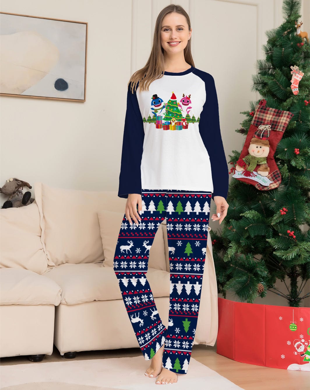 Family Matching Christmas Pajamas Set Xmas Long Sleeve Sleepwear Nightwear For Couples Kids Baby kids fashion novaa