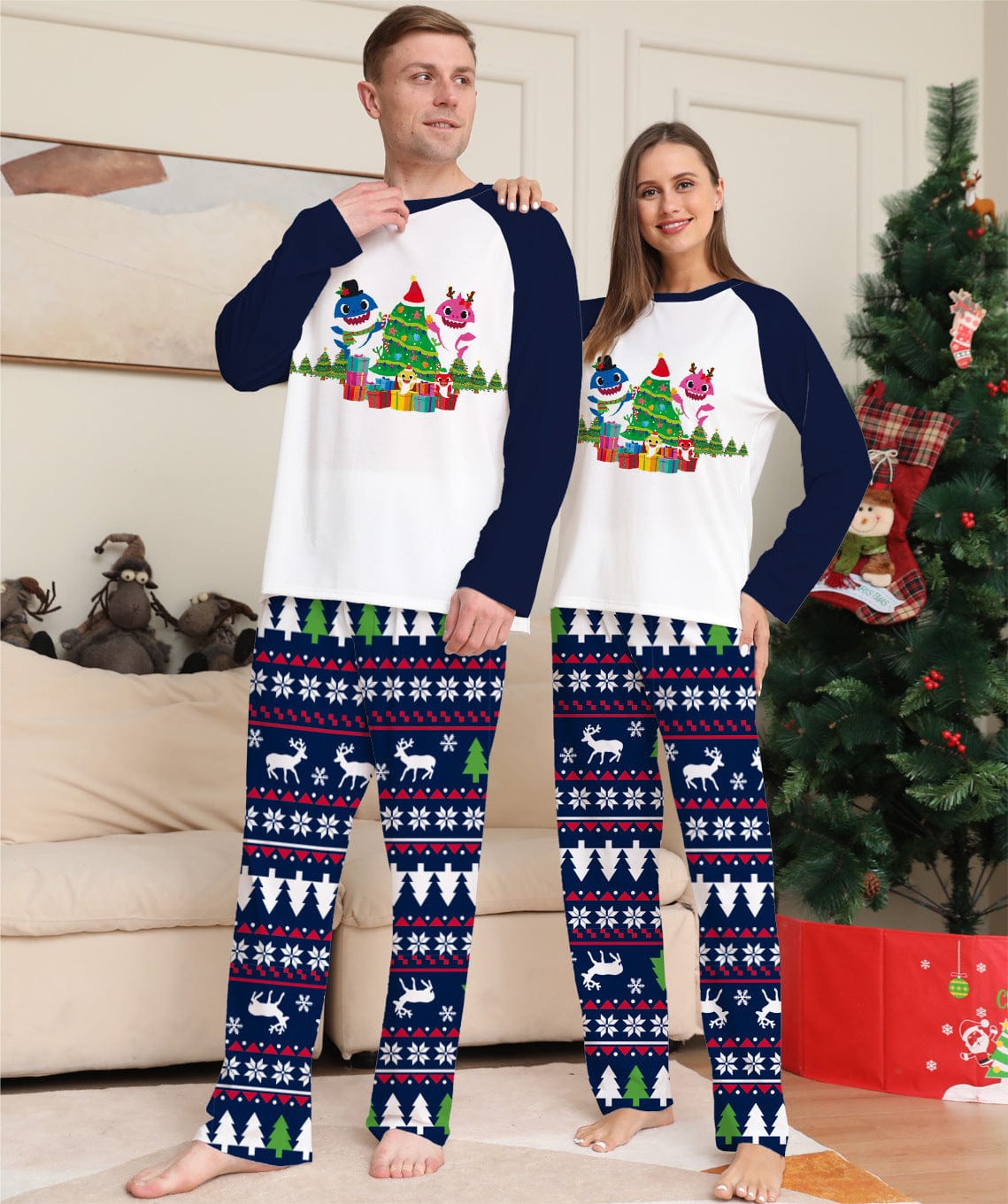 Family Matching Christmas Pajamas Set Xmas Long Sleeve Sleepwear Nightwear For Couples Kids Baby kids fashion novaa