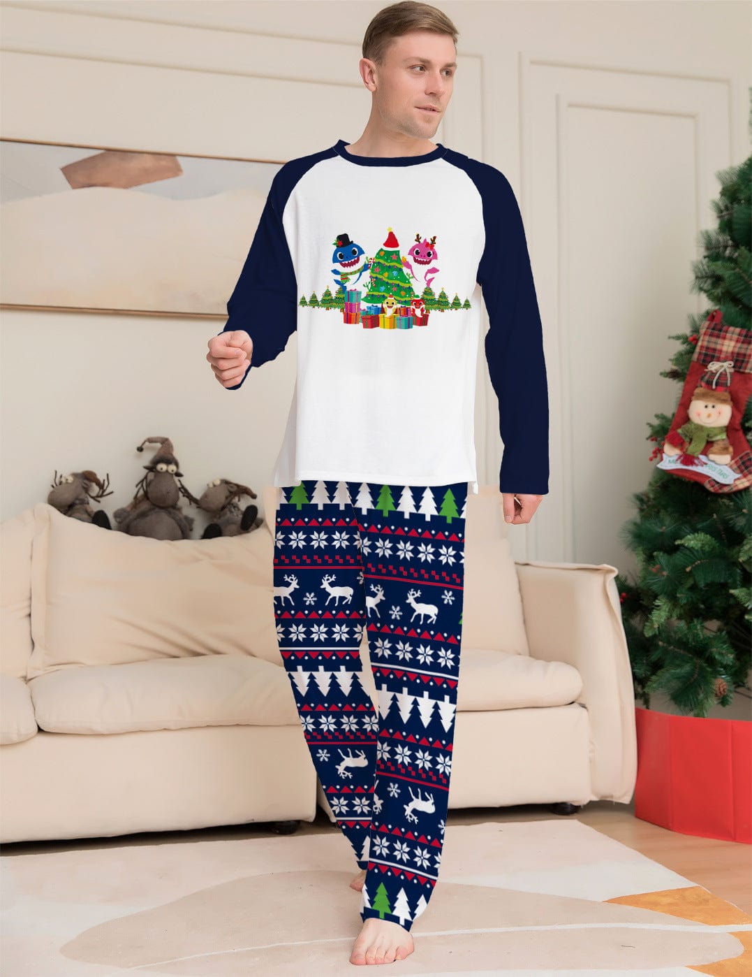 Family Matching Christmas Pajamas Set Xmas Long Sleeve Sleepwear Nightwear For Couples Kids Baby kids fashion novaa