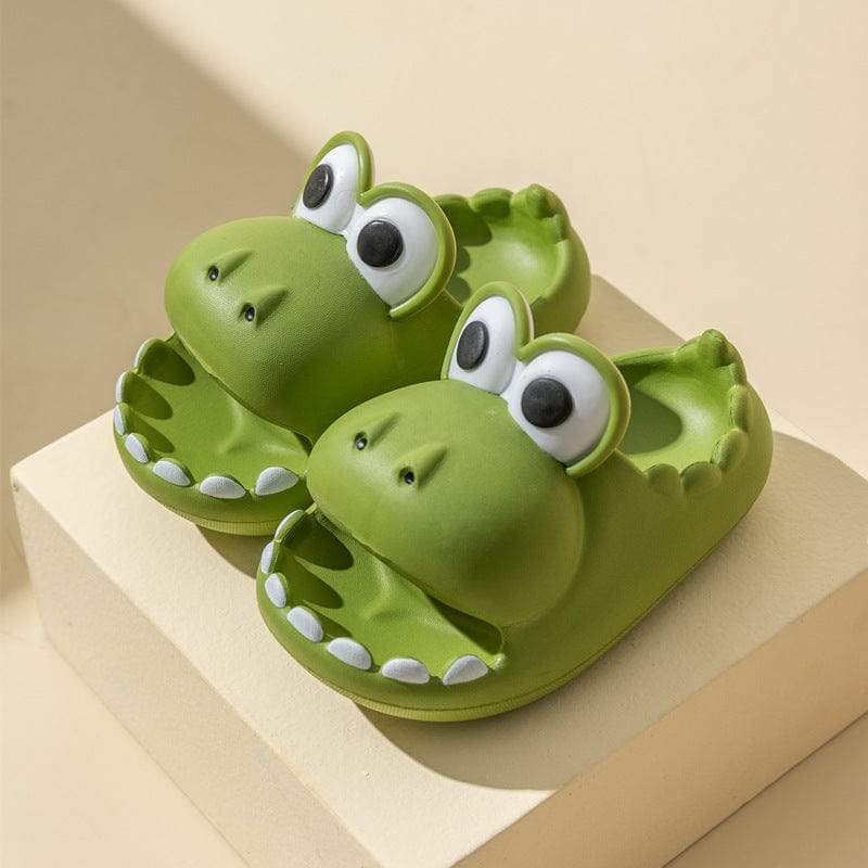 Kids Dinosaur Slippers Wholesale Summer Cartoon Parent Child Outdoor Home EVA Sandals Women Men Kids Cute Slippers Baby Shoes kids fashion novaa Green 150