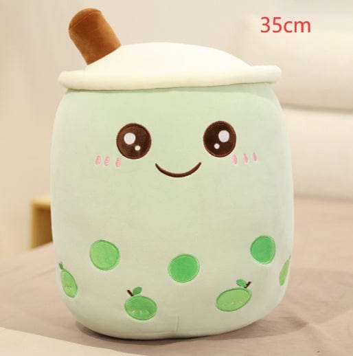 Cute Fruit Drink Plush Stuffed Soft Strawberry Milk Tea Plush Boba Tea Cup Toy Bubble Tea Pillow Cushion Kids Gift kids fashion novaa Green 35CM