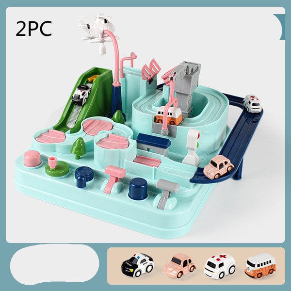 Cars Pass Through Big Adventure Parking Lot Rail Car Toy Car Track Kids Toy kids fashion novaa Green 4trolley2PC