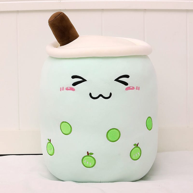 Cute Fruit Drink Plush Stuffed Soft Strawberry Milk Tea Plush Boba Tea Cup Toy Bubble Tea Pillow Cushion Kids Gift kids fashion novaa Green apple 50CM