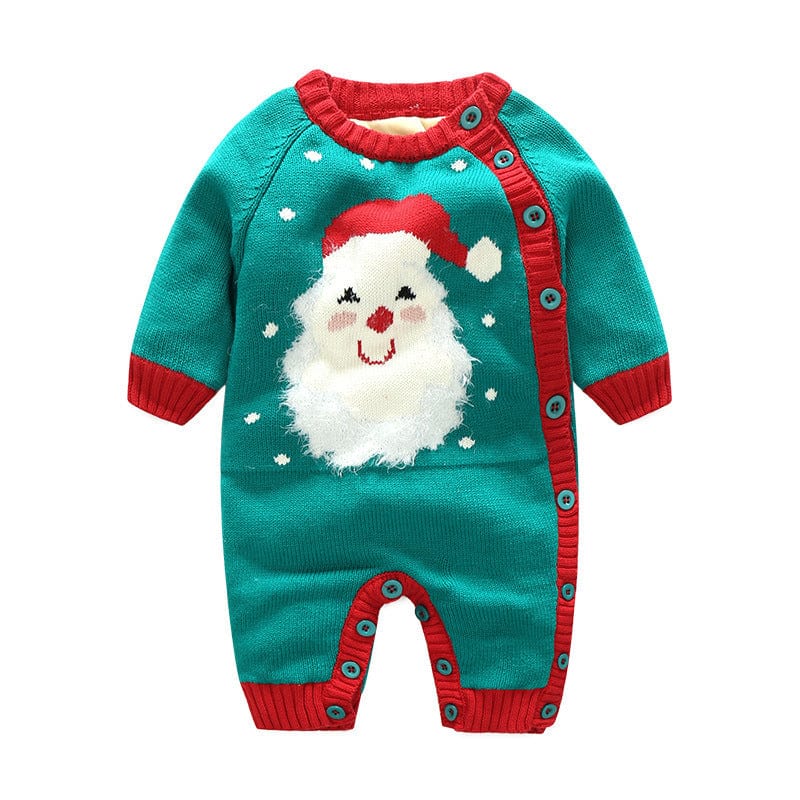 Newborn Baby Clothes Baby Crawling Clothes Thickening Out Baby Harness kids fashion novaa Green santa head 66cm