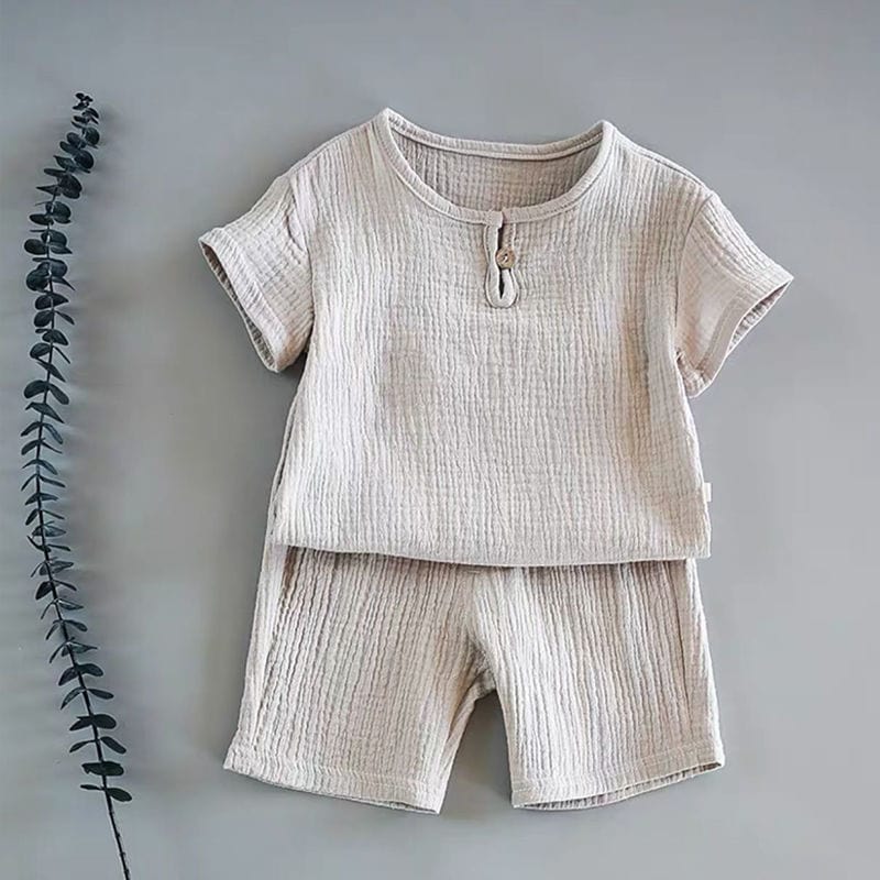 Boy And Girl Baby Short-sleeved Summer Suit kids fashion novaa Grey 100