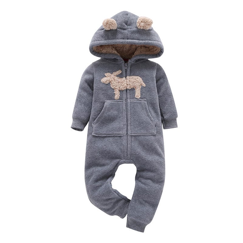 Long-sleeved fleece baby clothes romper kids fashion novaa Grey 12M