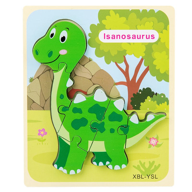 Baby Wooden Cartoon Dinosaur 3D Puzzle Jigsaw for Kids Montessori Early Learning Educational Puzzle Toys kids fashion novaa Isanosaurus