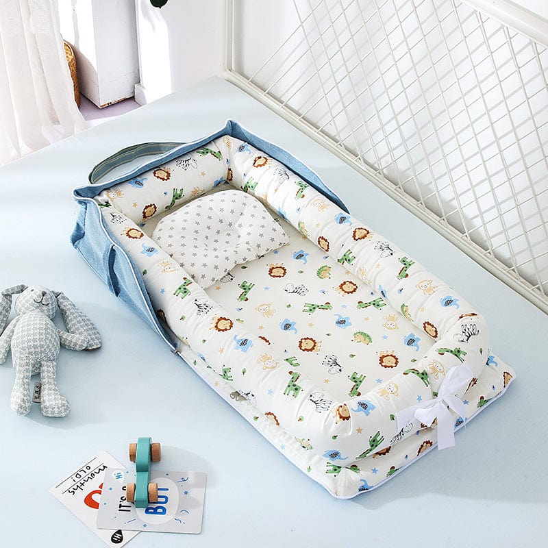 Baby Removable And Washable Bed Crib Portable Crib Travel Bed For Children Infant Kids Cotton Cradle kids fashion novaa Luggage Animal World Blue 85X45cm