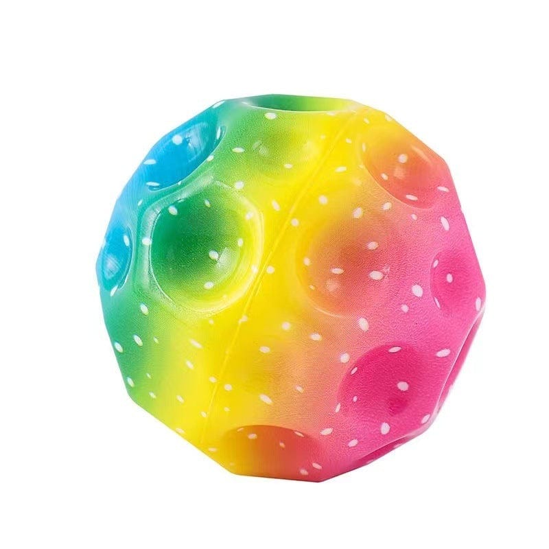 Colorful Hole Ball Soft Bouncy Ball Anti-fall Moon Shape Porous Bouncy Ball Kids Indoor Toys Ergonomic Design Elastic Ball kids fashion novaa Middle Yellow