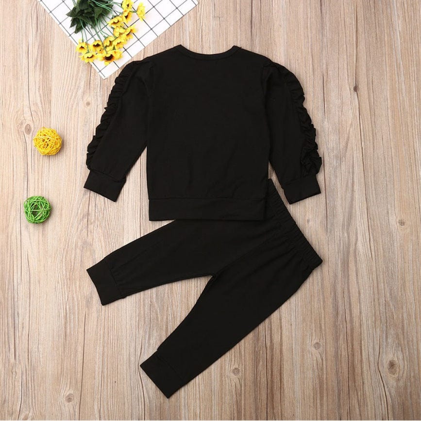 Newborn Baby Boys Girls Ruffles Jumper Solid Long Sleeve Sweatshirt Tops Pants Infant Kids 2Pcs Outfits Clothes Set Fall Clothes kids fashion novaa