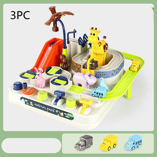 Cars Pass Through Big Adventure Parking Lot Rail Car Toy Car Track Kids Toy kids fashion novaa Olive green 3trolley3PC