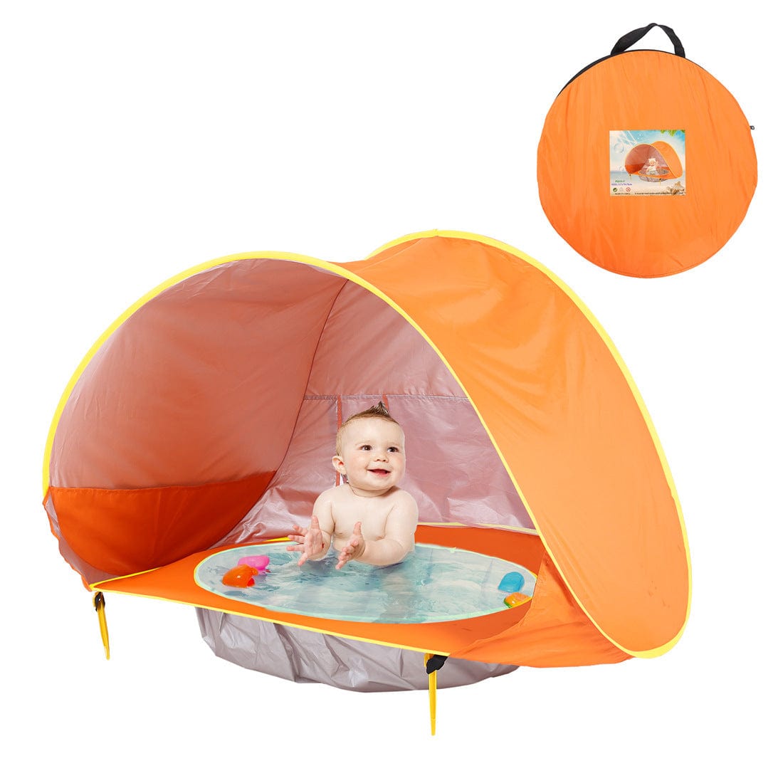 Baby Beach Tent Kids Outdoor Camping Easy Fold Up Waterproof Up Sun Awning Tent UV-protecting kids fashion novaa Orange