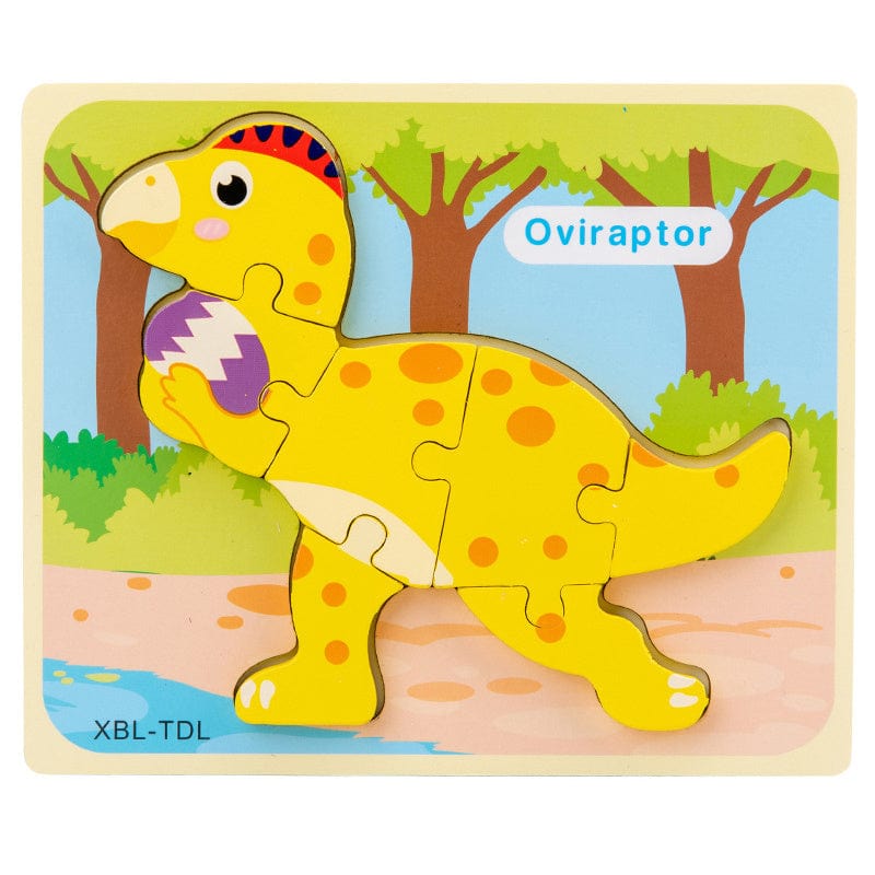 Baby Wooden Cartoon Dinosaur 3D Puzzle Jigsaw for Kids Montessori Early Learning Educational Puzzle Toys kids fashion novaa Oviraptor
