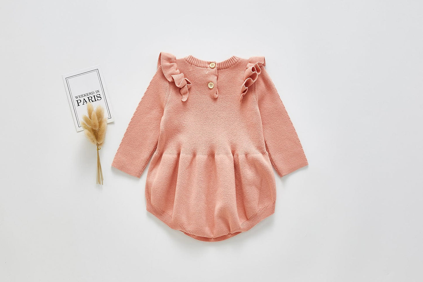 Small flying sleeve knitted baby one piece clothes kids fashion novaa Pink 100cm