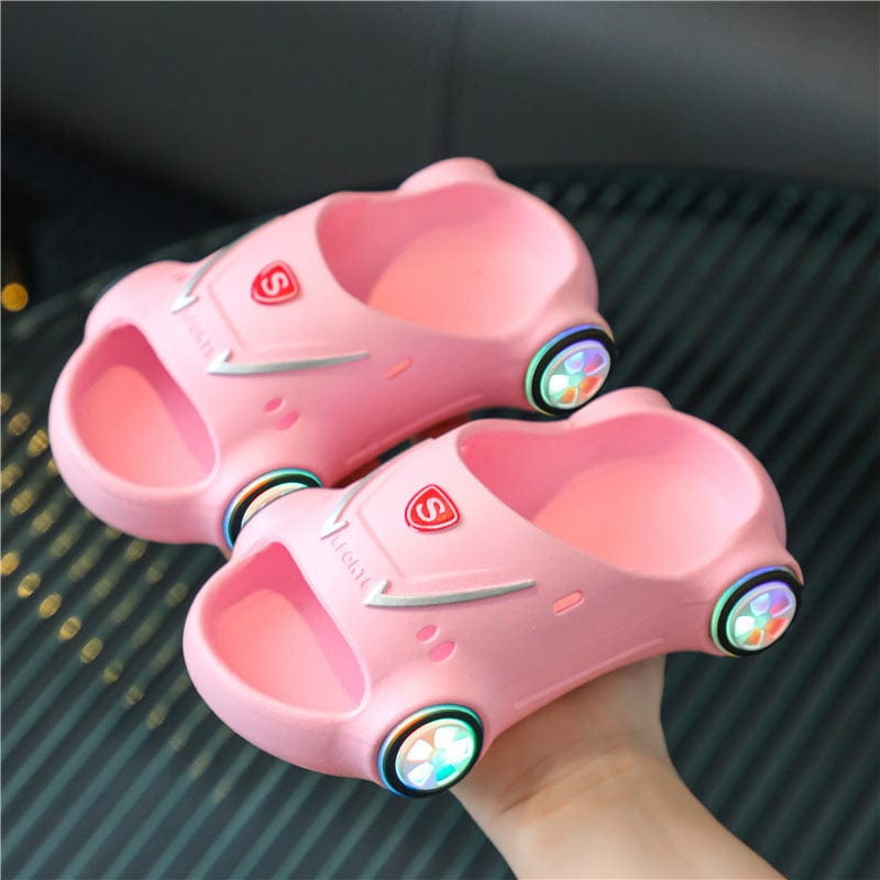 Kids Glowing Slippers Cartoon Car Sandals Children Sandals Anti Slip Boys Girls Luminous Slippers Summer Beach Shoes kids fashion novaa Pink 20or21