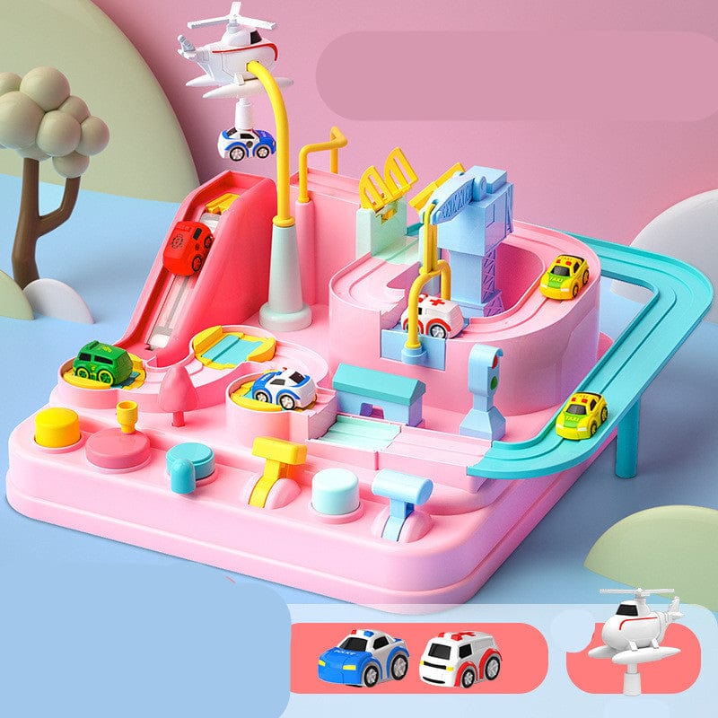 Cars Pass Through Big Adventure Parking Lot Rail Car Toy Car Track Kids Toy kids fashion novaa Pink 2trolley