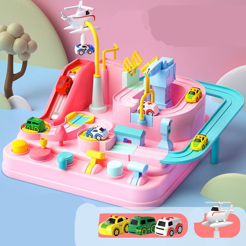 Cars Pass Through Big Adventure Parking Lot Rail Car Toy Car Track Kids Toy kids fashion novaa Pink 3trolley