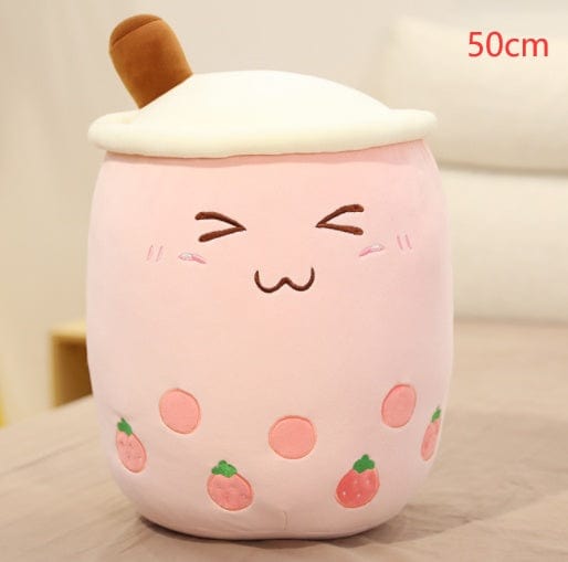 Cute Fruit Drink Plush Stuffed Soft Strawberry Milk Tea Plush Boba Tea Cup Toy Bubble Tea Pillow Cushion Kids Gift kids fashion novaa Pink 50CM