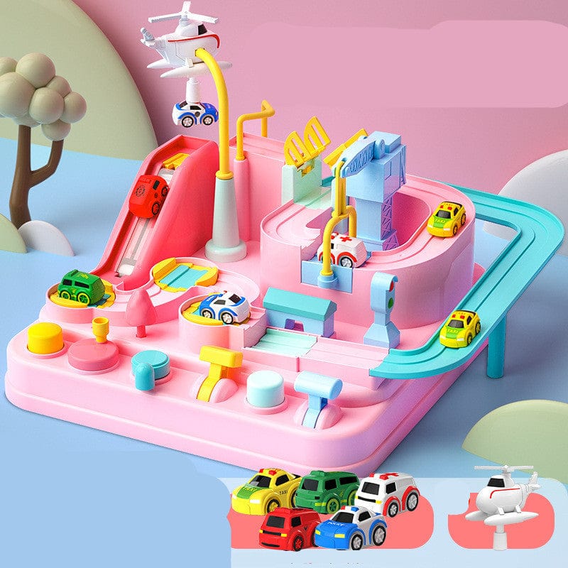Cars Pass Through Big Adventure Parking Lot Rail Car Toy Car Track Kids Toy kids fashion novaa Pink 5trolley