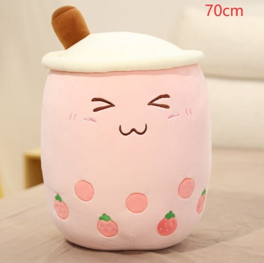 Cute Fruit Drink Plush Stuffed Soft Strawberry Milk Tea Plush Boba Tea Cup Toy Bubble Tea Pillow Cushion Kids Gift kids fashion novaa Pink 70CM