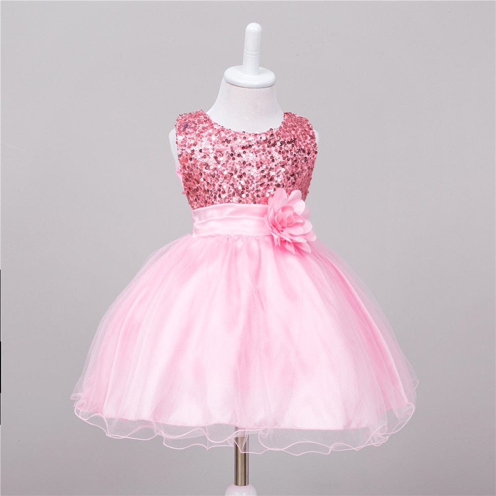 Baby Sequin Dress Flower Girl Wedding Princess Dress kids fashion novaa Pink L