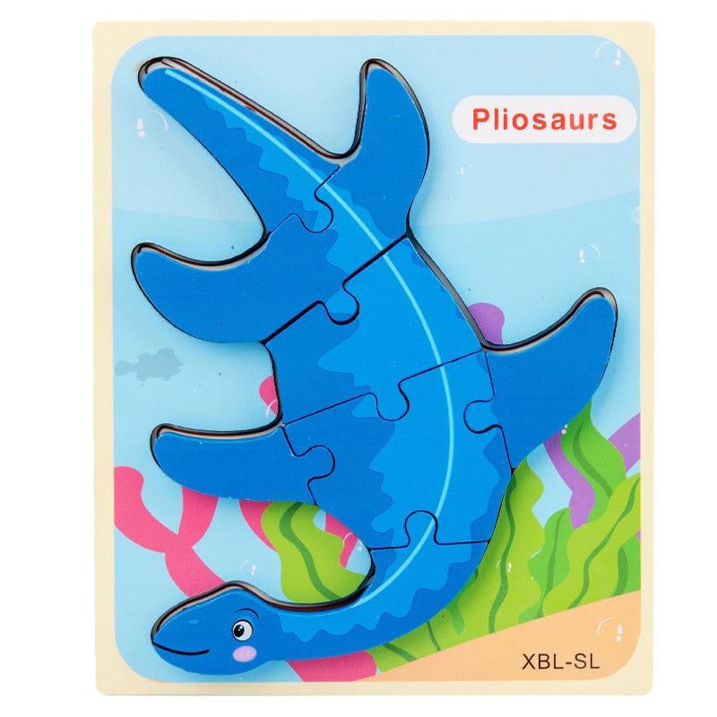 Baby Wooden Cartoon Dinosaur 3D Puzzle Jigsaw for Kids Montessori Early Learning Educational Puzzle Toys kids fashion novaa Pliosaurs
