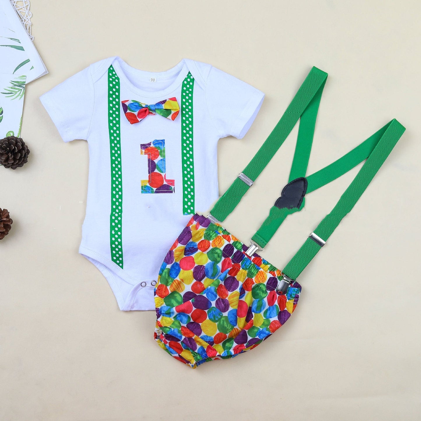 Children's Clothing Summer Clothing Baby Romper Birthday kids fashion novaa Polka dot green 100cm