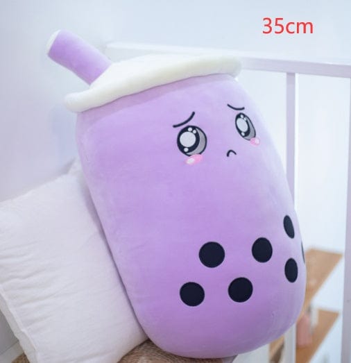 Cute Fruit Drink Plush Stuffed Soft Strawberry Milk Tea Plush Boba Tea Cup Toy Bubble Tea Pillow Cushion Kids Gift kids fashion novaa Purple 35CM