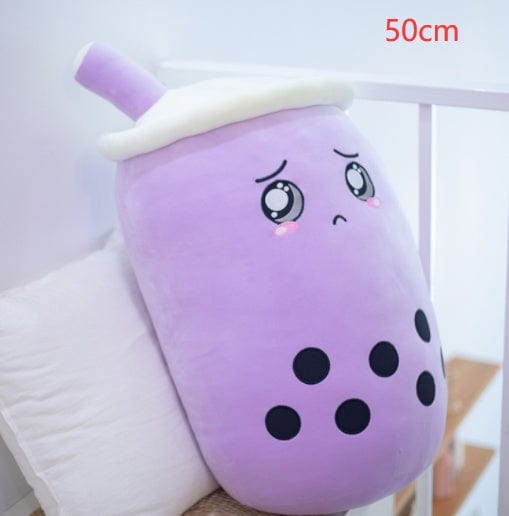 Cute Fruit Drink Plush Stuffed Soft Strawberry Milk Tea Plush Boba Tea Cup Toy Bubble Tea Pillow Cushion Kids Gift kids fashion novaa Purple 50CM