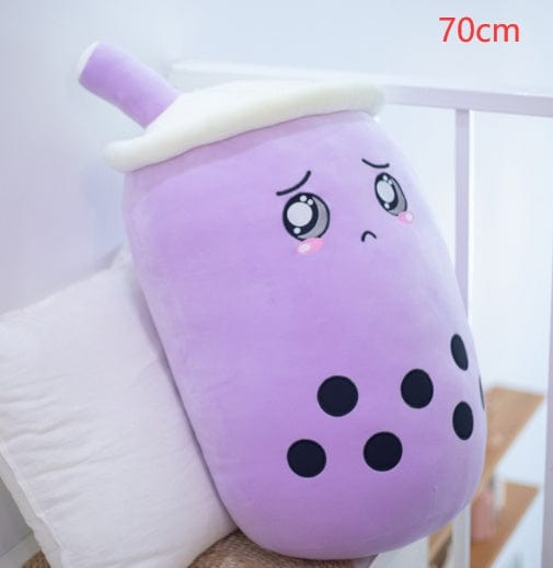 Cute Fruit Drink Plush Stuffed Soft Strawberry Milk Tea Plush Boba Tea Cup Toy Bubble Tea Pillow Cushion Kids Gift kids fashion novaa Purple 70CM