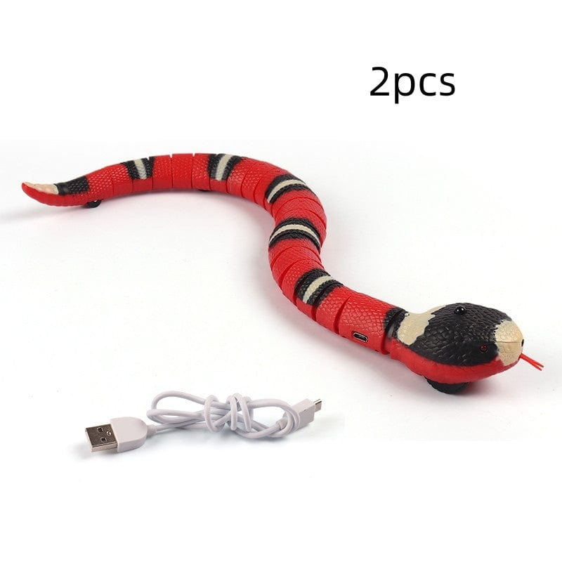 Smart Sensing Interactive Cat Toys Automatic Eletronic Snake Cat Teasering Play USB Rechargeable Kitten Toys For Cats Dogs Pet kids fashion novaa Red 2pcs USB
