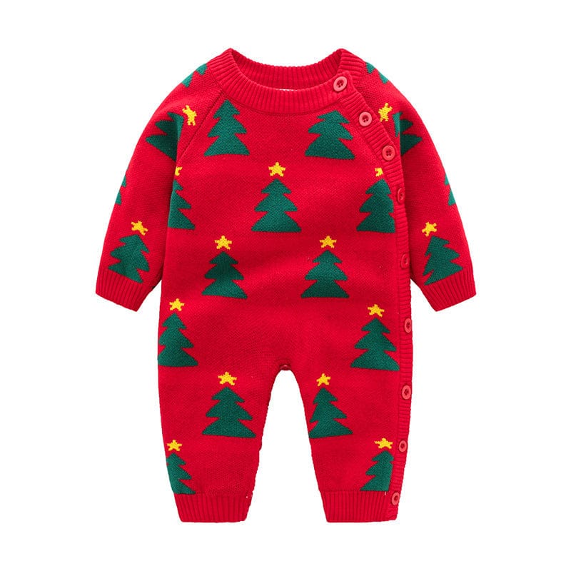 Newborn Baby Clothes Baby Crawling Clothes Thickening Out Baby Harness kids fashion novaa Red christmas tree 90cm