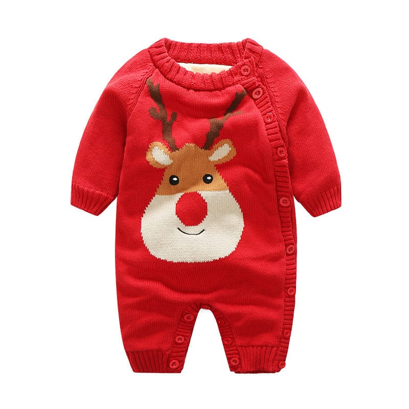 Newborn Baby Clothes Baby Crawling Clothes Thickening Out Baby Harness kids fashion novaa Red face deer 66cm